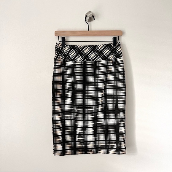 J. Crew Black & Tan Plaid Pencil Skirt - Picture 5 of 8
